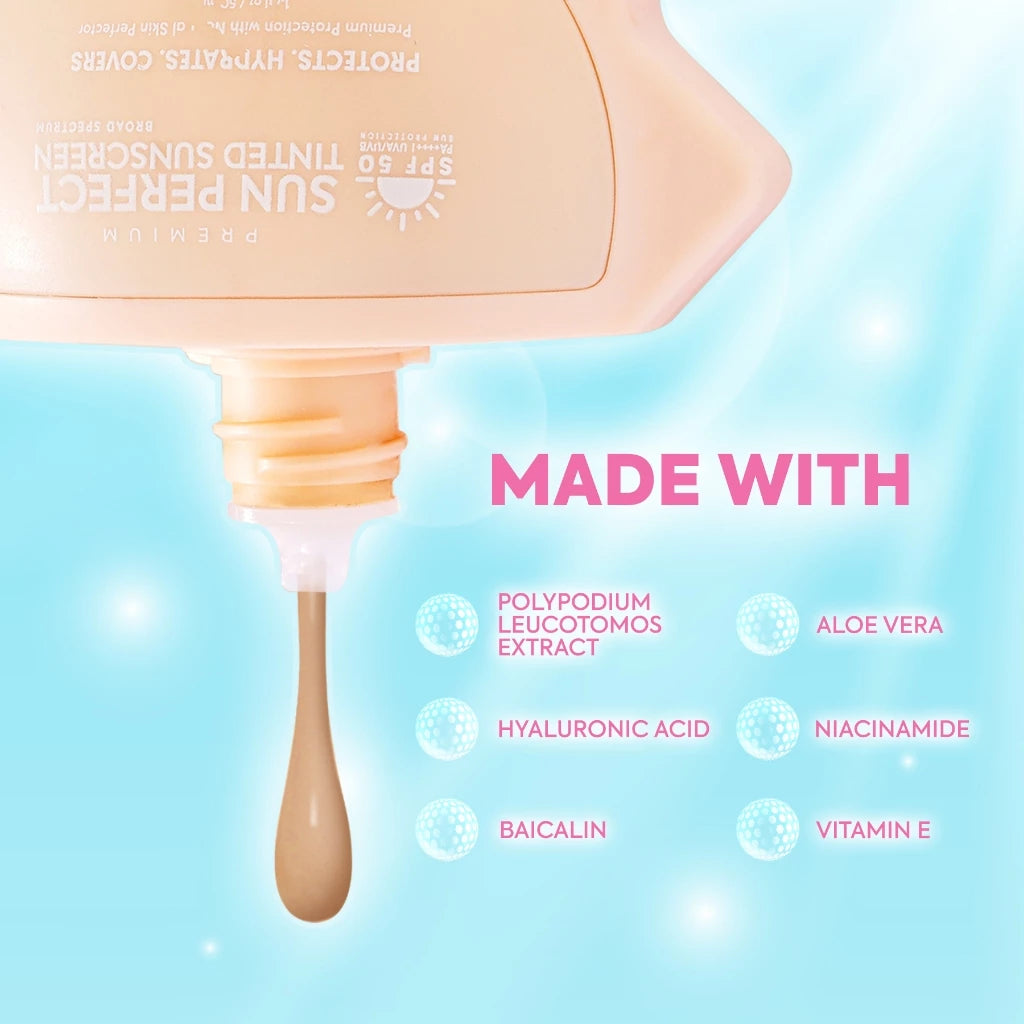 Hikari Skin Tinted Sunscreen Premium Sun Perfect SPF50 New Lightweight PA++++ for all skin types